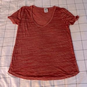 SOLD - NWOT PINK Victoria’s Secret Red & Pink Semi-Sheer Short Sleeve Tee